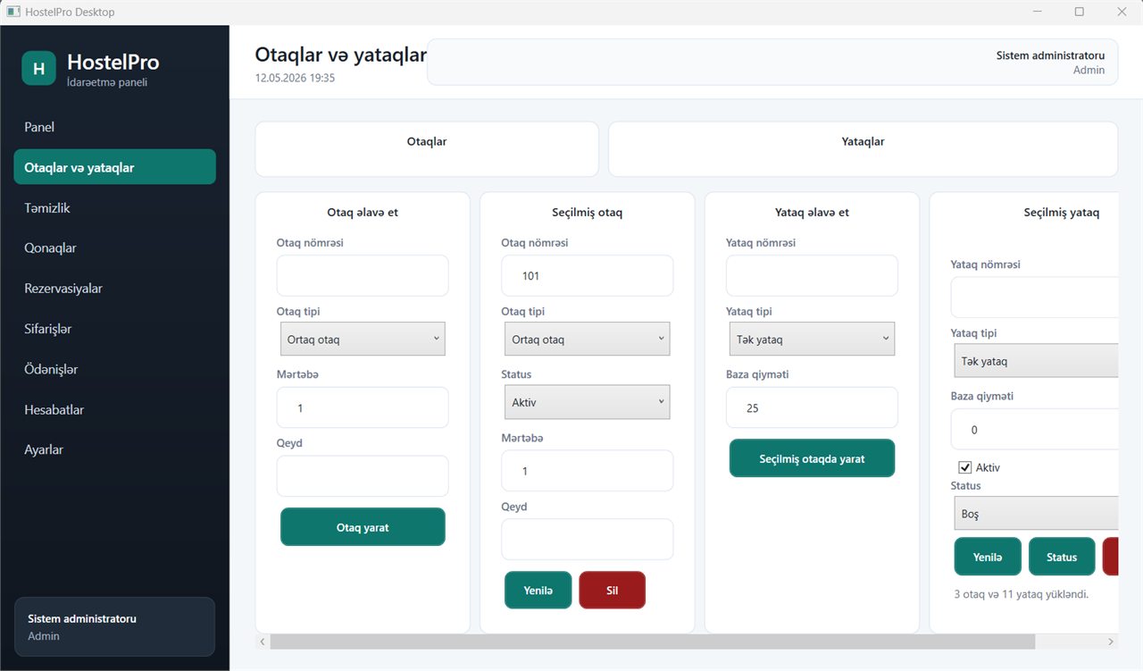 Otaqlar və yataqlar - Hostel idarəetmə sistemi