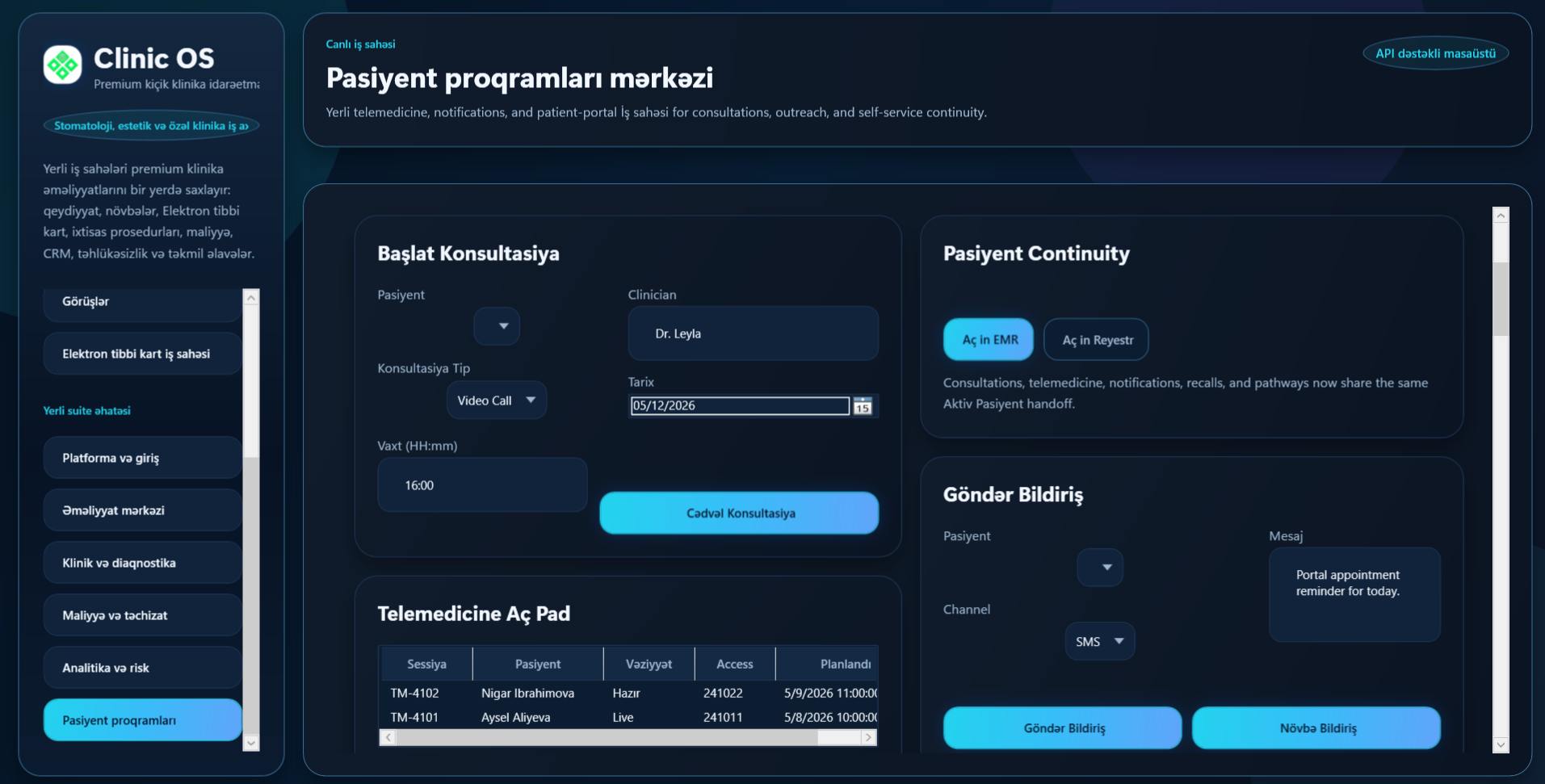 Pasiyent proqramları - Klinika idarəetmə sistemi